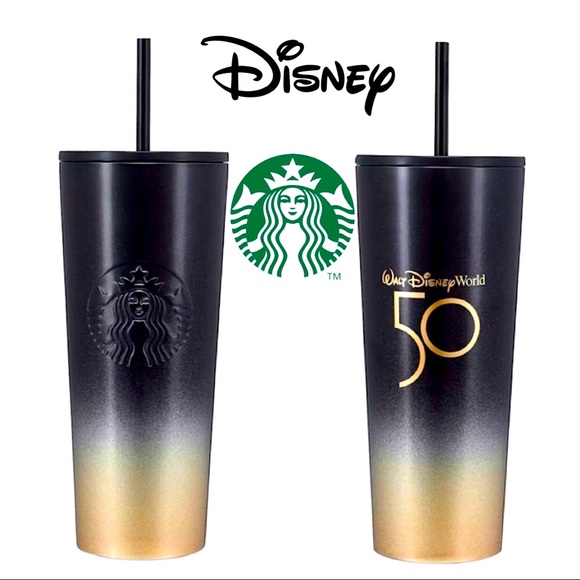 Starbucks Other - Disney Parks 50th Anniversary Luxe Logo Black & Gold Starbucks Tumbler - NEW